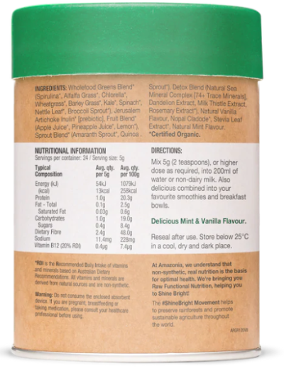 Amazonia Raw Prebiotic Greens 120G 5 Amazonia Raw Prebiotic Greens 120G 2